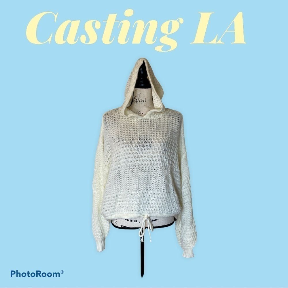 Casting LA Crochet Hoodie Crop Sweater (M)
